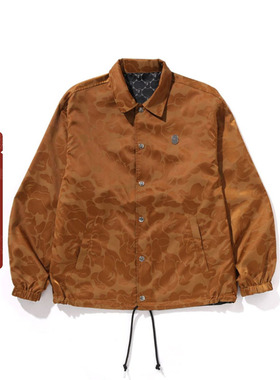 BAPE男装25年春夏暗纹提花迷彩猿人星标双面穿教练夹克140305O