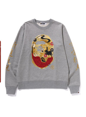 BAPE男装秋冬猿人玉兔日式和风印花圆领卫衣X13004L