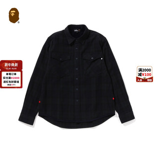 衬衫 25年秋冬猿人胡子格纹图案长袖 308311P APE男装 MR.BATHING