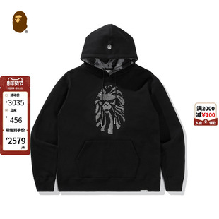 BAPE BLACK男装24年秋冬猿人徽标钻饰连帽卫衣W3102MF