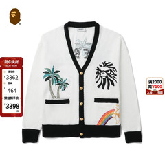 BAPE BLACK男装25年春夏猿人彩虹花卉刺绣针织开衫外套T4600MK