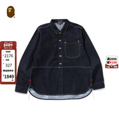 MR.BATHING 131303N 衬衫 APE男装 24年秋冬猿人胡子原色牛仔长袖