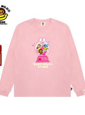 BABY MILO STORE女装25年秋冬卡通小猴扭蛋机图案长袖T恤0449XXP