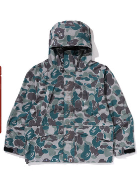 BAPE男装24年秋冬线性层叠迷彩图案连帽夹克外套140001N