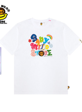 BABY MILO STORE女装26年春夏卡通小猴字母图案短袖T恤0455XXQ