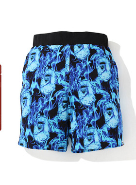 BAPE男装春夏猿人徽章火焰图案松紧潮流休闲短裤153014E