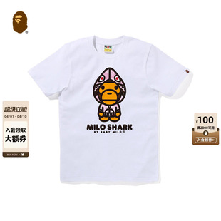 BAPE女装 卡通小猴BABY MILO短袖 T恤016102Q 26年春夏迷彩鲨鱼帽衫