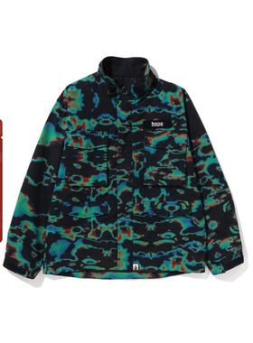 BAPE男装春夏字母刺绣魔术贴满印红外线热感图案夹克外套140009K