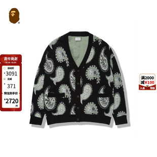 T9200MH 24年秋冬佩斯利腰果花图腾提花针织开衫 BAPE BLACK男装