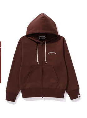 BAPE女装秋冬猿人字母印花图案纯色双拉链连帽卫衣外套215001L