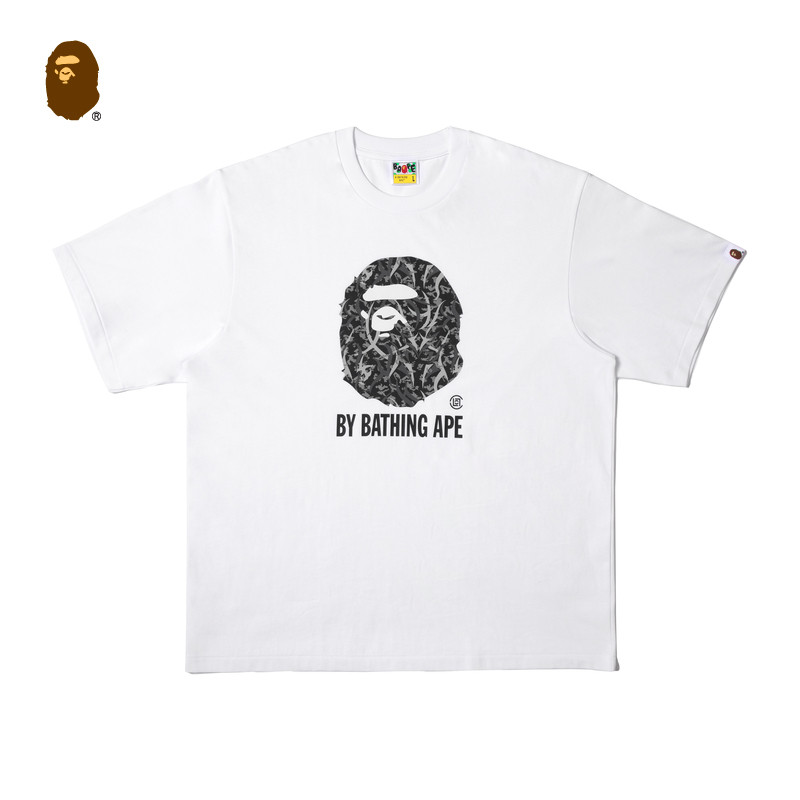 BAPE X CLOT联名男装25年秋冬荆棘迷彩猿人印花短袖T恤913101P