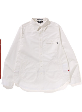 MR.BATHING APE男装24年秋冬猿人胡子条纹刺绣长袖衬衫131302N