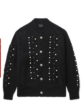 BAPE BLACK男装秋冬麻花织纹马海毛羊毛衣针织开衫120301N