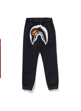 BAPE童装25年秋冬卡通小猴BABY MILO鲨鱼香蕉印花牛仔裤001503P