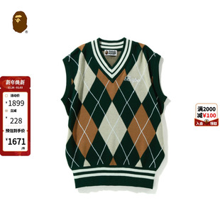 BAPE女装 春夏字母刺绣撞色菱格纹提花针织背心220002I