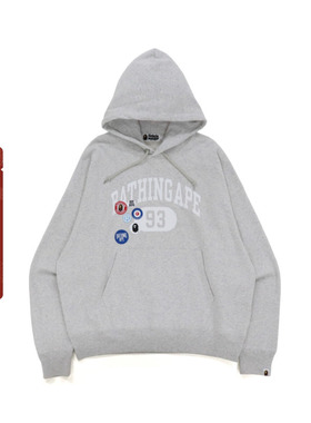 BAPE男装秋冬猿人字母多图案印花蜜蜂徽章连帽卫衣114012H