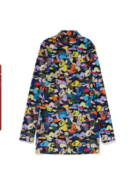 BAPE女装秋冬满印糖果迷彩图案小高领长袖连衣裙235003L