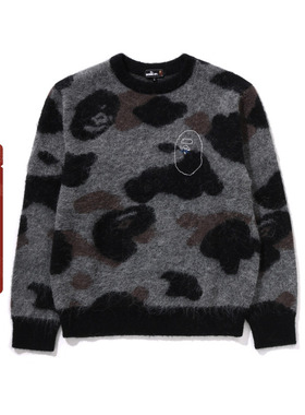 MR.BATHING APE男装24年秋冬猿人胡子刺绣圆领毛衣120303N