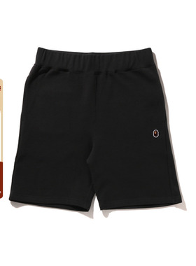 BAPE男装春夏猿人刺绣徽章纯色运动短裤153023K