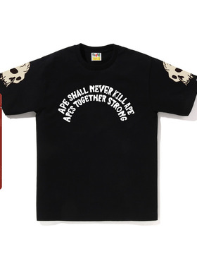 BAPE男装24年秋冬纪念款蛇图案迷彩骷髅印花短袖T恤110052N