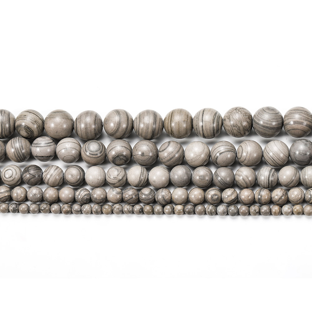 diy饰品配件 天然石灰木纹圆珠手串手链项链散珠制作半成品材料