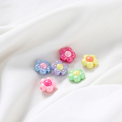 亚克力浅色系高亮镀彩花朵珠