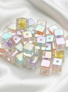 12mm彩色夹心方散珠串珠diy饰品配件钥匙扣手链项链挂件 手工材料