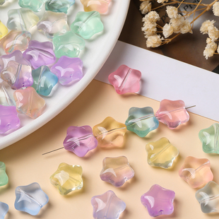 透明胖星星五角星珠玻璃散珠手工串珠diy手串项链手机链饰品材料