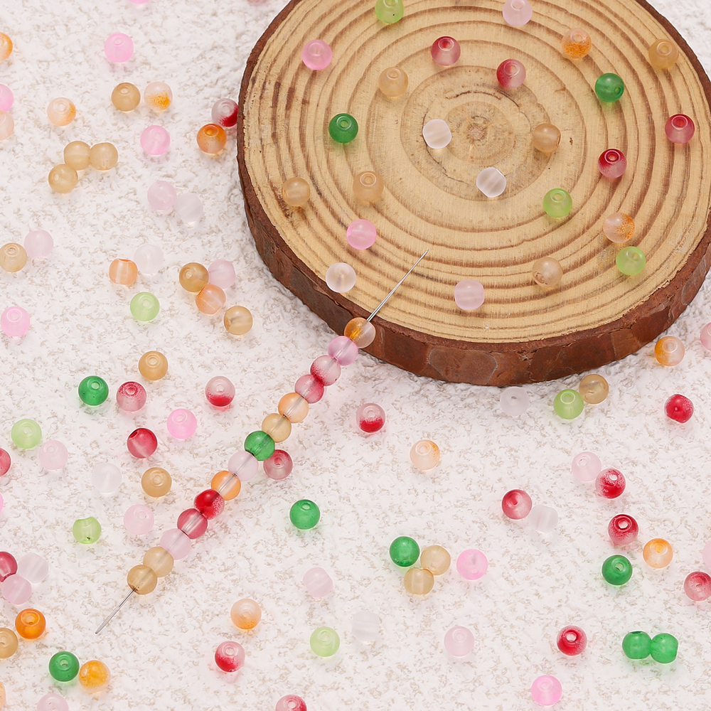 4mm透明彩色玻璃圆珠米珠散珠