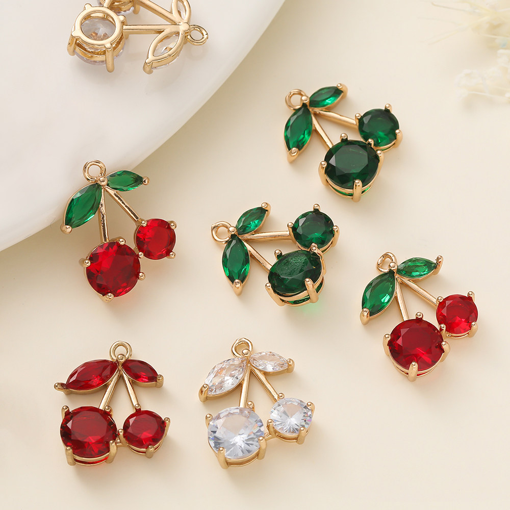 保色真金铜镶钻樱桃吊坠挂件手工制作diy手链项链耳饰饰品配件,饰品/流行首饰/时尚饰品新,其他DIY饰品配件,淘宝优惠券,粉丝福利购,淘宝优惠卷