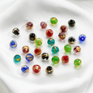 10mm碎金箔仿金沙香灰琉璃圆珠散珠diy手串项链手链饰品配件