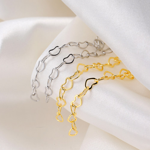 保色18k包金设计感爱心形延长链