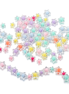 新蚁DIY饰品配件手链首饰品串珠材料 透明亚克力蓝色五角星珠子