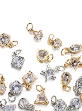 diy饰品配件手工制作水钻坠子材料 项链手链耳饰耳环合金镶钻吊坠