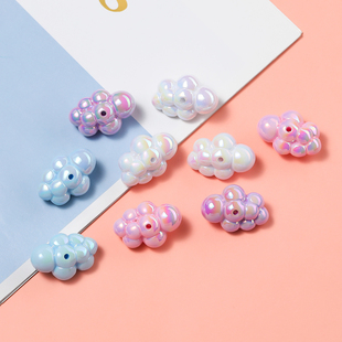 亚克力UV镀彩立体云朵珠通孔珠子diy自制手机链包链串珠材料