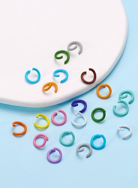 8mm钥匙扣diy配件材料马卡龙彩色烤漆开口圈连接环挂羊角钉龙虾扣