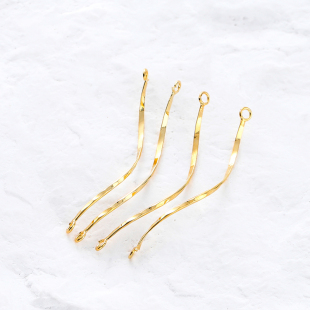 保色铜镀金S型波浪双吊连接棒手工diy项链耳饰手链饰品配件材料