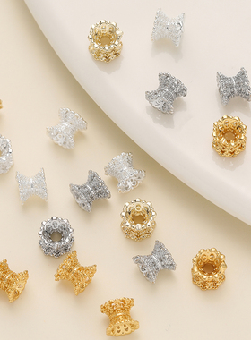 保色14k18k小蛮腰镂空双面花托隔珠手工串珠diy手链手串饰品配件