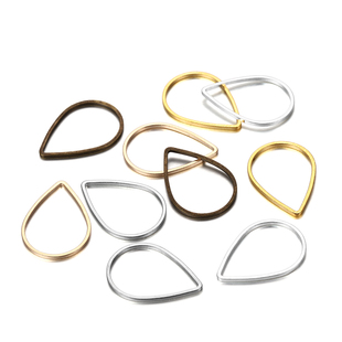 纯铜DIY手工配件金属配件 水滴形黄铜毛坯框挂件铜管圈切割闭口圈