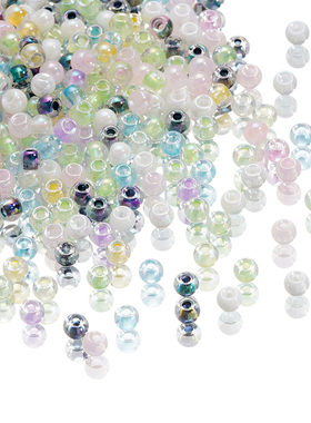 仿捷克4mm染芯幻彩灌银珠光玻璃珠子手工diy串珠散珠编织米珠手链