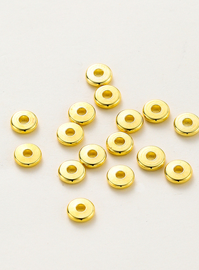 保色14K18k镀金金珠隔片珠扁片圆散珠手工diy手链隔珠饰品配件