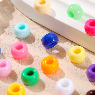 彩色亚克力实色大孔珠桶珠手工diy制作手链项链编织包包材料配件