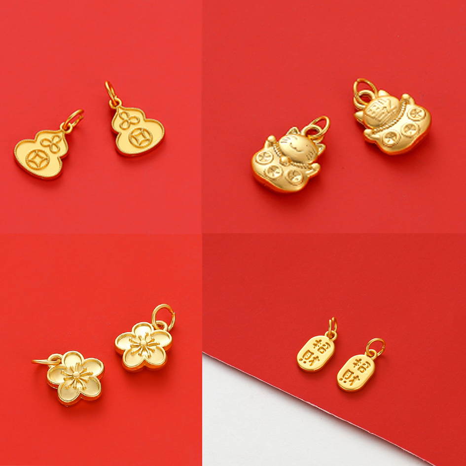 哑金招财猫葫芦桃花招财吊坠