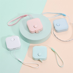 马卡龙方形简约纯色卷尺迷你随身收缩尺便携衣尺软尺子测三围皮尺