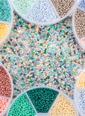 绿色米珠串珠diy材料玻璃散珠项链饰品小珠子配件成人自制手链