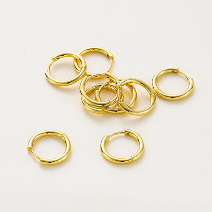 14K保色真金耳圈耳扣迷你素圈简约时尚小巧ins小众冷淡耳环diy