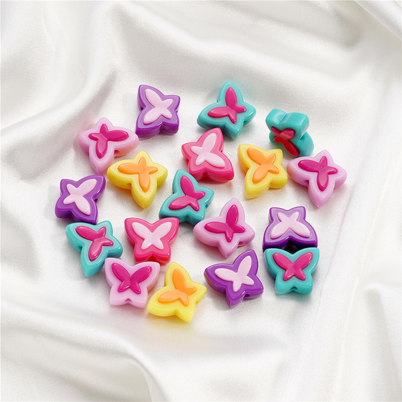 双色糖果系可爱泰式蝴蝶珠撞色彩色散珠手工diy串珠手机链钥匙链