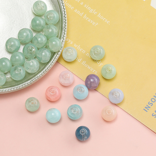 10mm玻璃蛋白玉碎珠仿琉璃散珠串珠手工diy手链项链发簪饰品材料