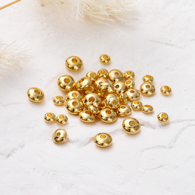 保色真金算盘珠飞碟隔珠扁圆金珠