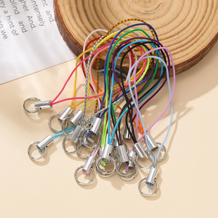 彩色涤纶双圈手机挂绳短款吊绳手工diy钥匙扣公仔玩偶挂饰配件